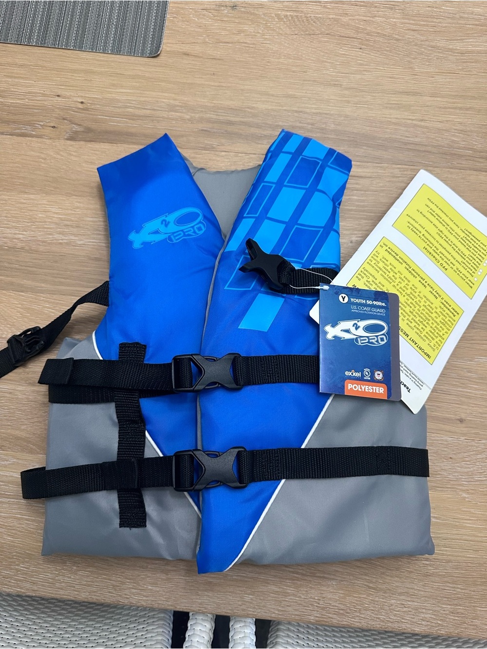 Youth Blue & Gray Life Jacket - Polyester Kids Swim Vest